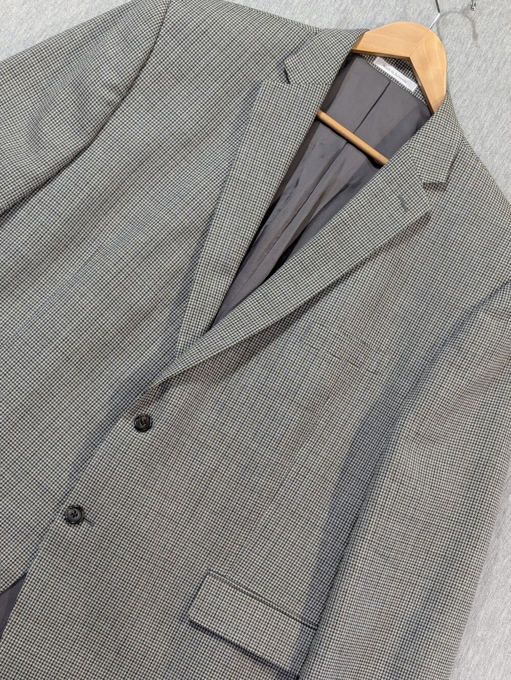 Lauren Ralph Lauren Silk Wool Houndstooth Blazer 36R Grey Black